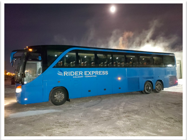 Rider Express Bus is ready for night bus run.