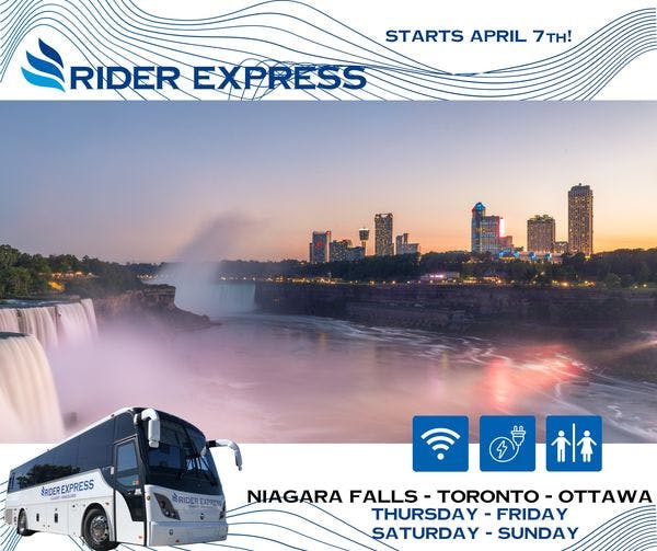 Rider Express starts bus service to Niagara Falls from Toronto on April 7th