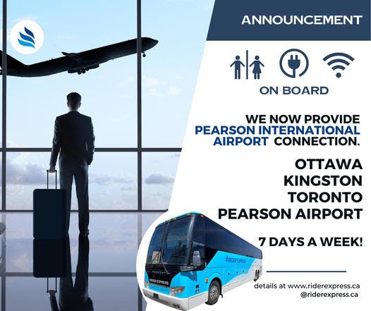 Rider Express now provides bus connection to Pearson International Airport