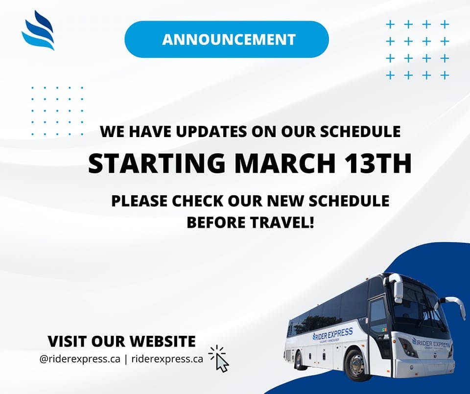 Rider Express has updates for some bus schedules
