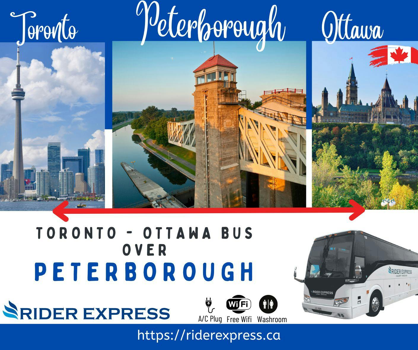 Rider Express Bus From Toronto to Ottawa over Peterborough