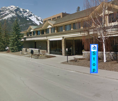 Banff Bus Stop Outside Vision from Street