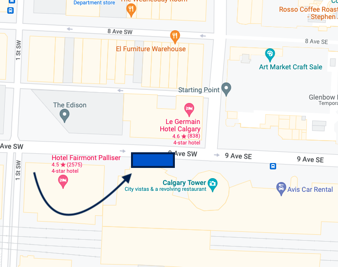 Calgary - Downtown 9 Ave SE Bus Station Map Screenshot