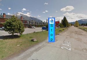 Outside Image Of Canmore Bus Stop