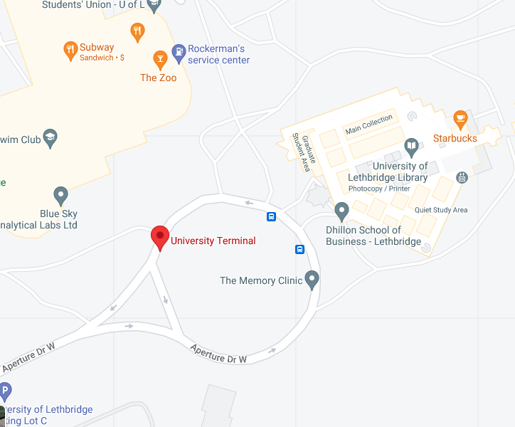 Lethbridge - University Bus Station Map Screenshot