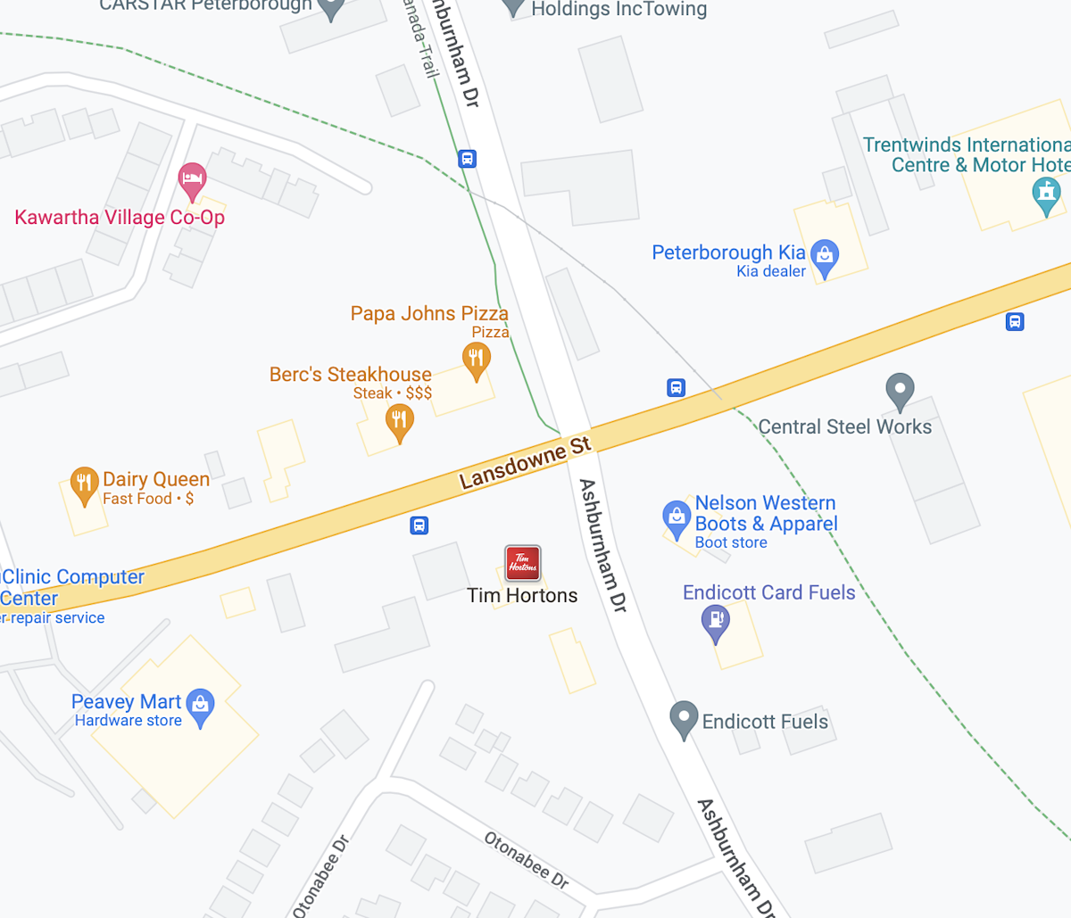 Peterborough Bus Station Map Screenshot